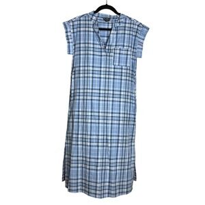 Velvet Heart Plaid Midi Dress‎ Size S Cap Sleeve V-Neck Casual Lagenlook Pockets